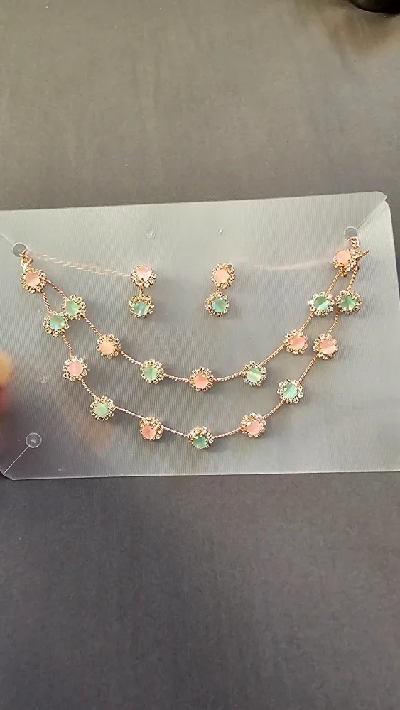 Necklace & Earring Set - Rose Gold & Pastel