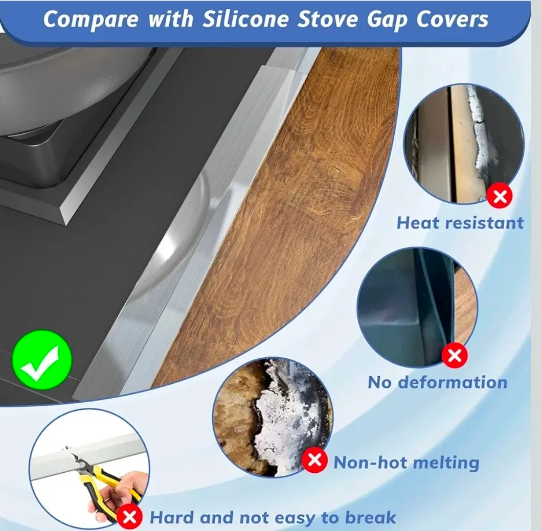 Stainless Steel Stove Gap Covers - Silver image indicator(3)
