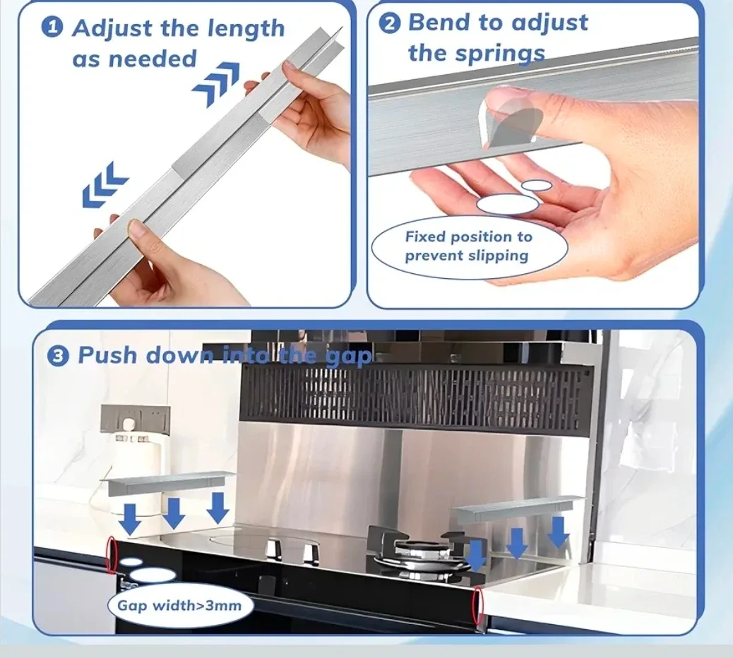 Stainless Steel Stove Gap Covers - Silver image indicator(4)