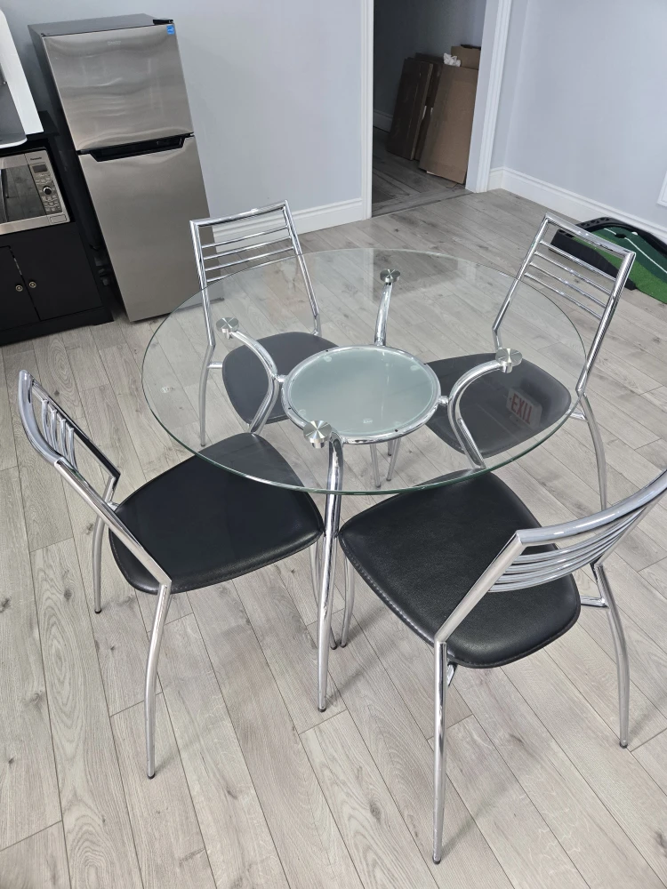 Glass Top Dining Table with 4 Chairs