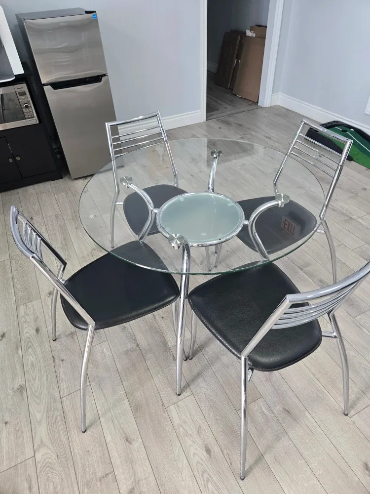 Glass Top Dining Table with 4 Chairs