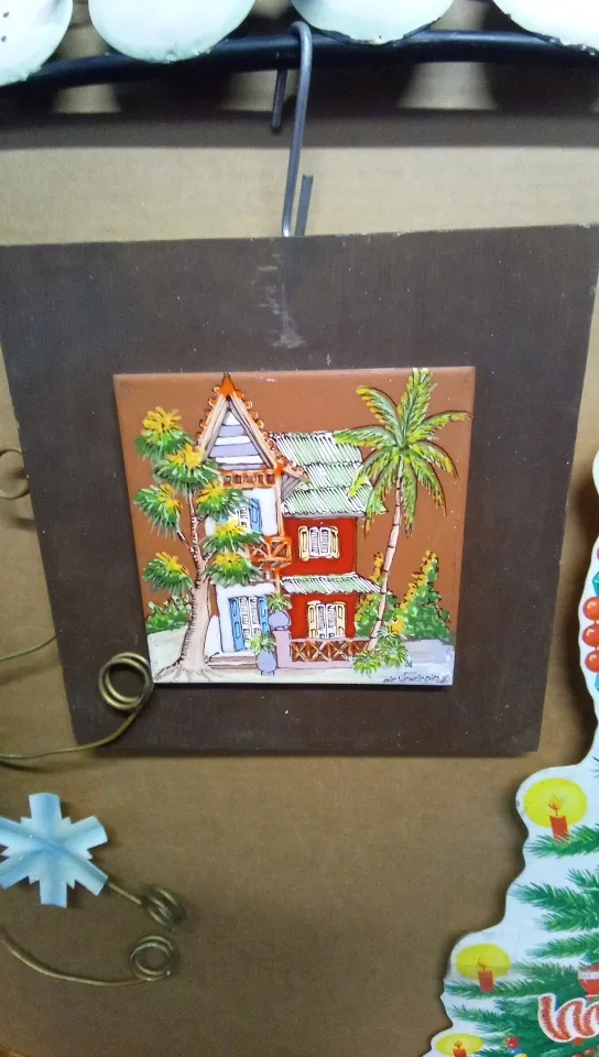 Tropical House Handmade Tile Art by de Venelogies