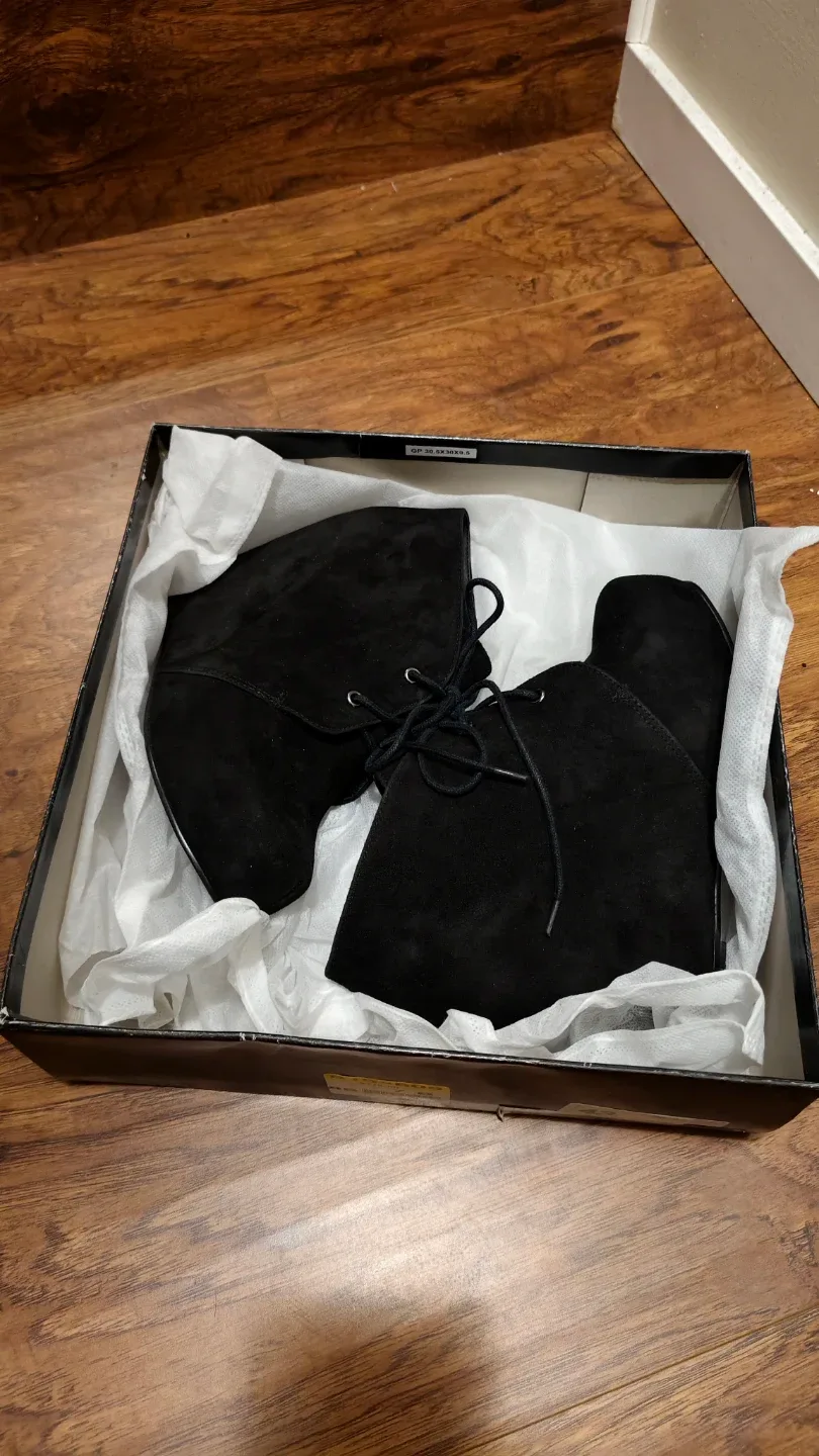 Black Wedge Heel Booties - Size 7
