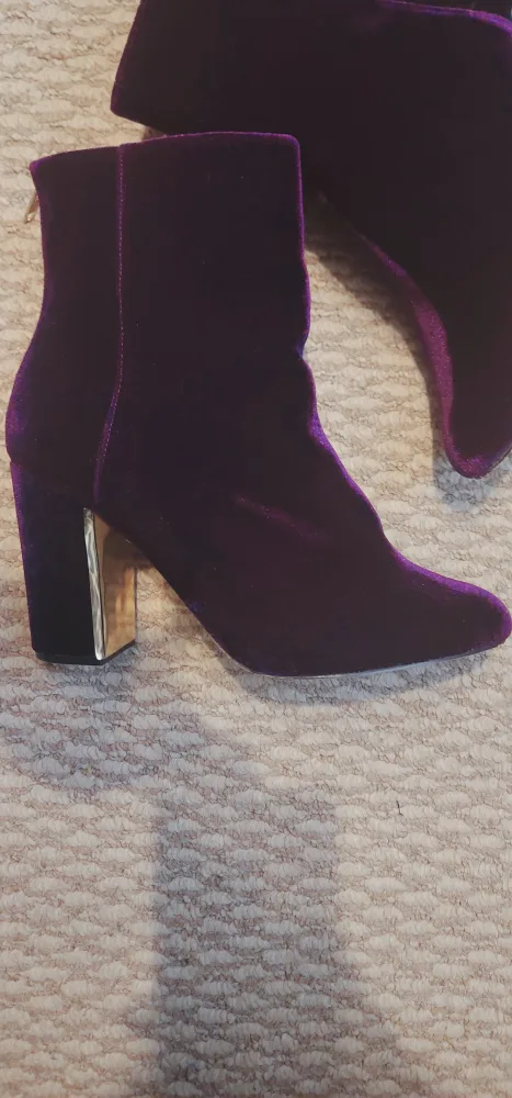 Purple Velvet Ankle Boots, Size 11 image indicator(2)