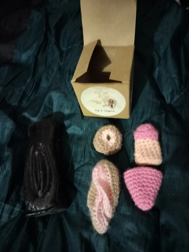 Four Play crochet finger puppets & vagina candle
