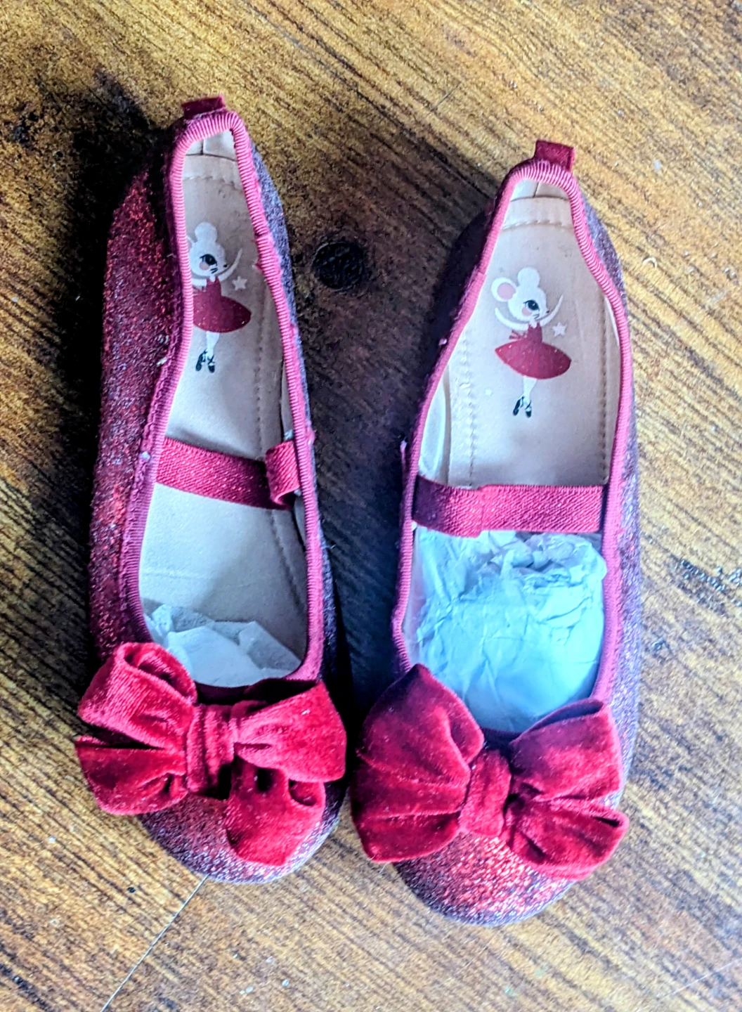 H&M Red Glitter Ballet Flats - Size 1