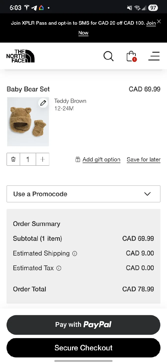 The North Face Baby Bear Set - Teddy Brown 12-24M image indicator(4)