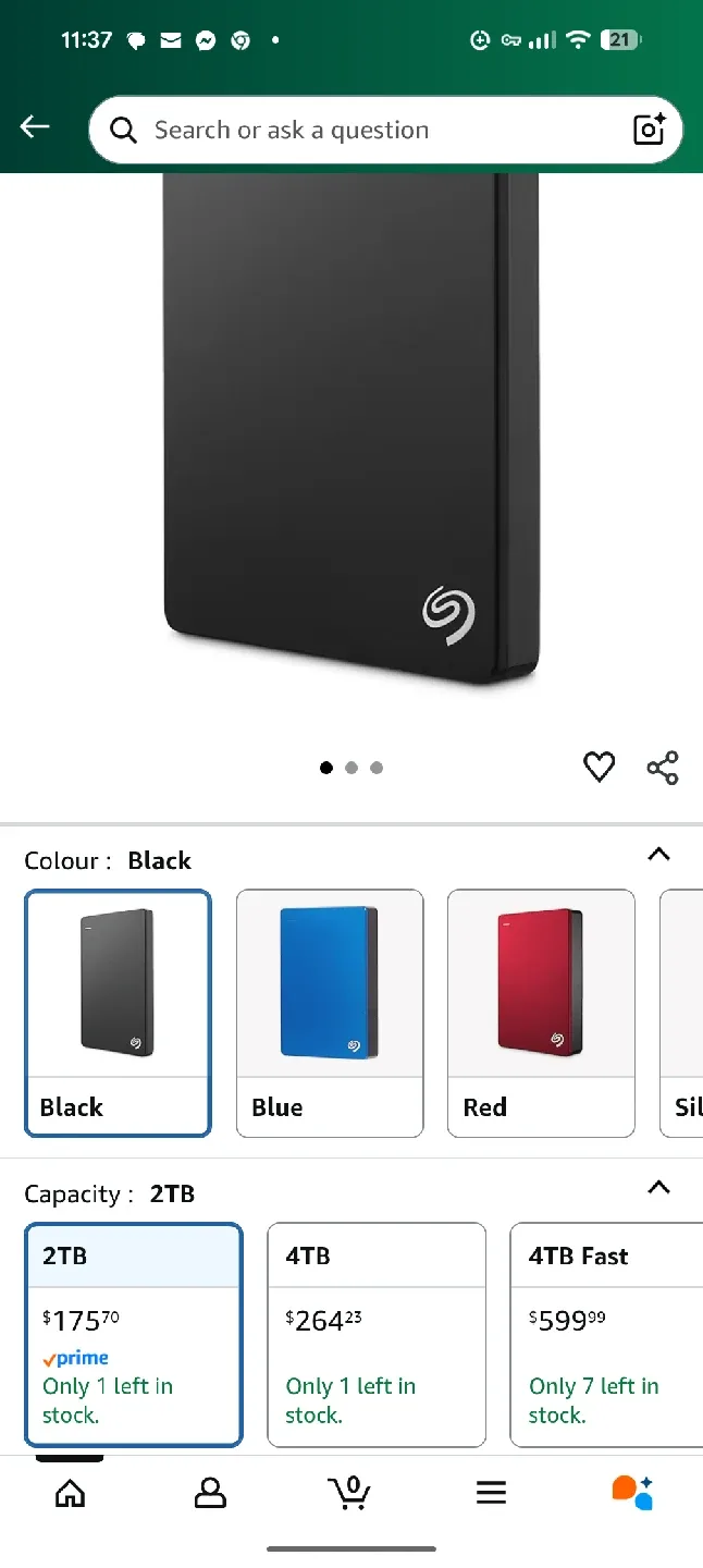 Seagate Backup Plus Slim 2TB Portable Storage - Black image indicator(3)