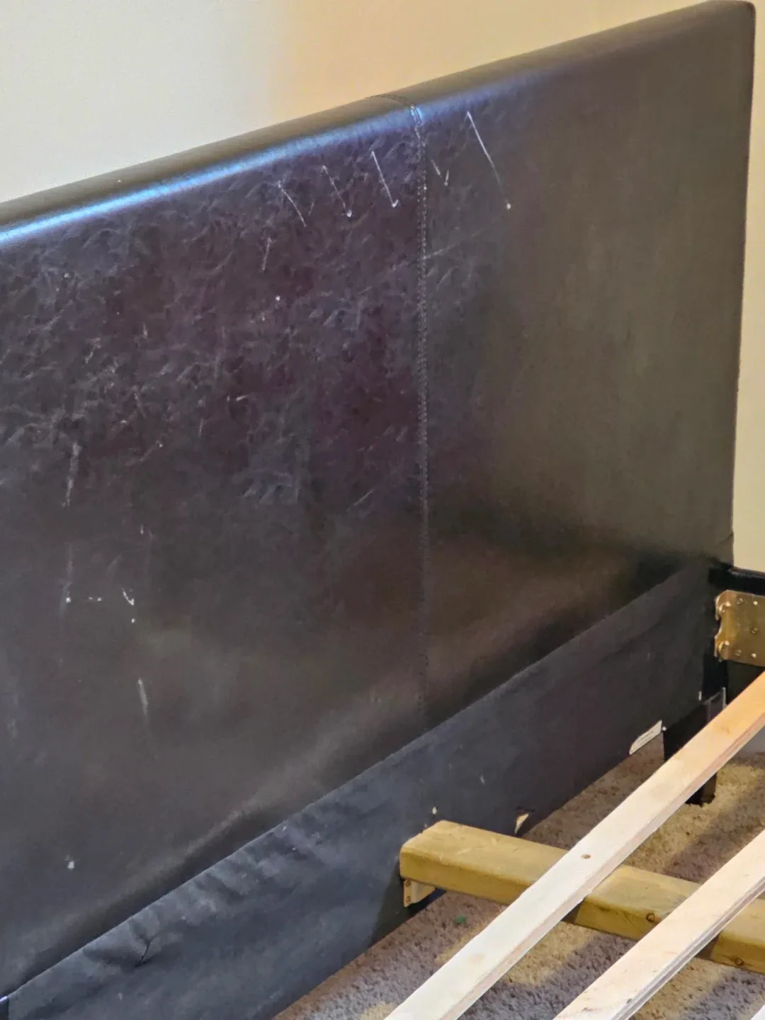 Black Faux Leather Queen Bed Frame & mattress image indicator(3)