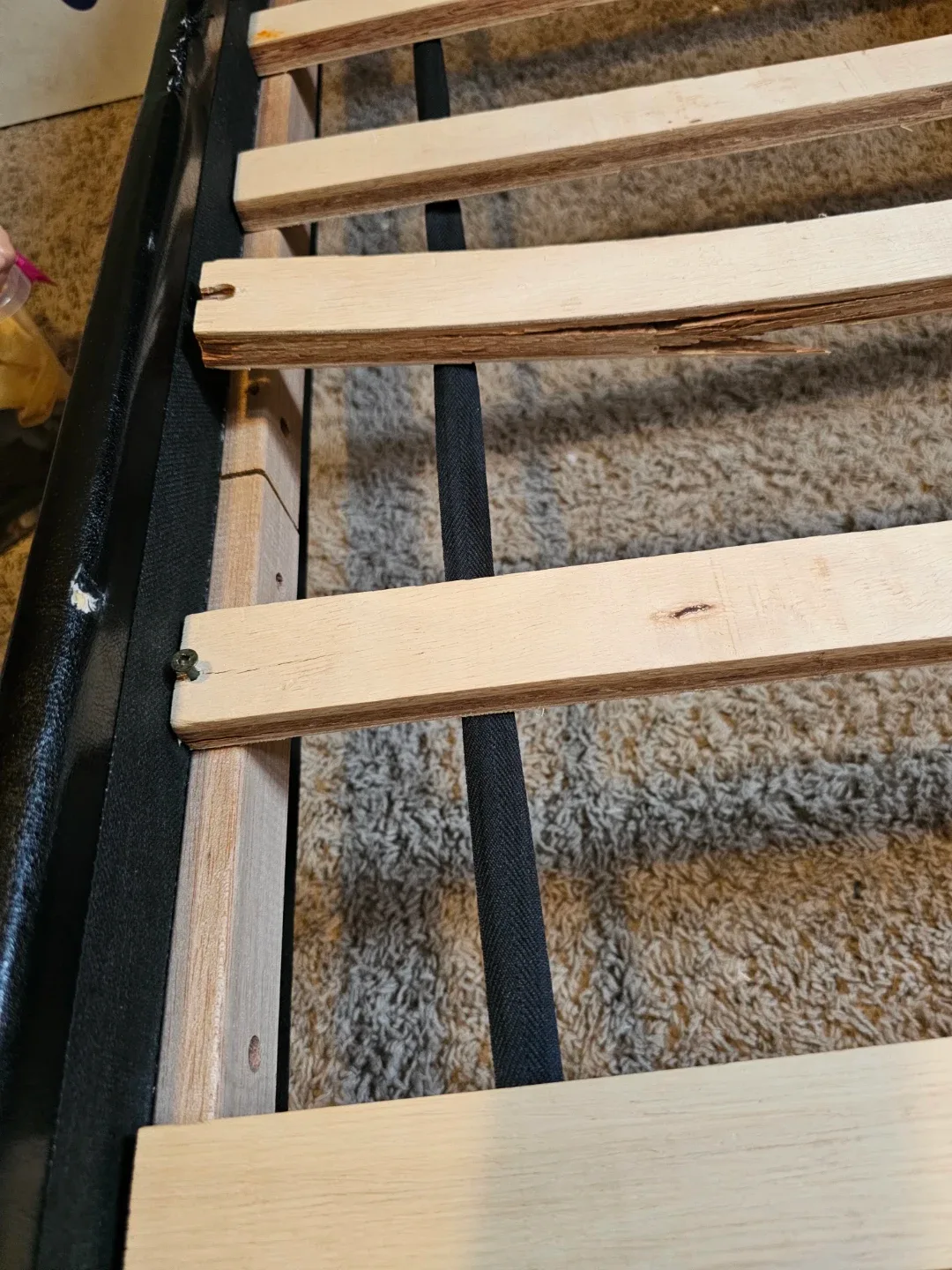 Black Faux Leather Queen Bed Frame & mattress image indicator(6)