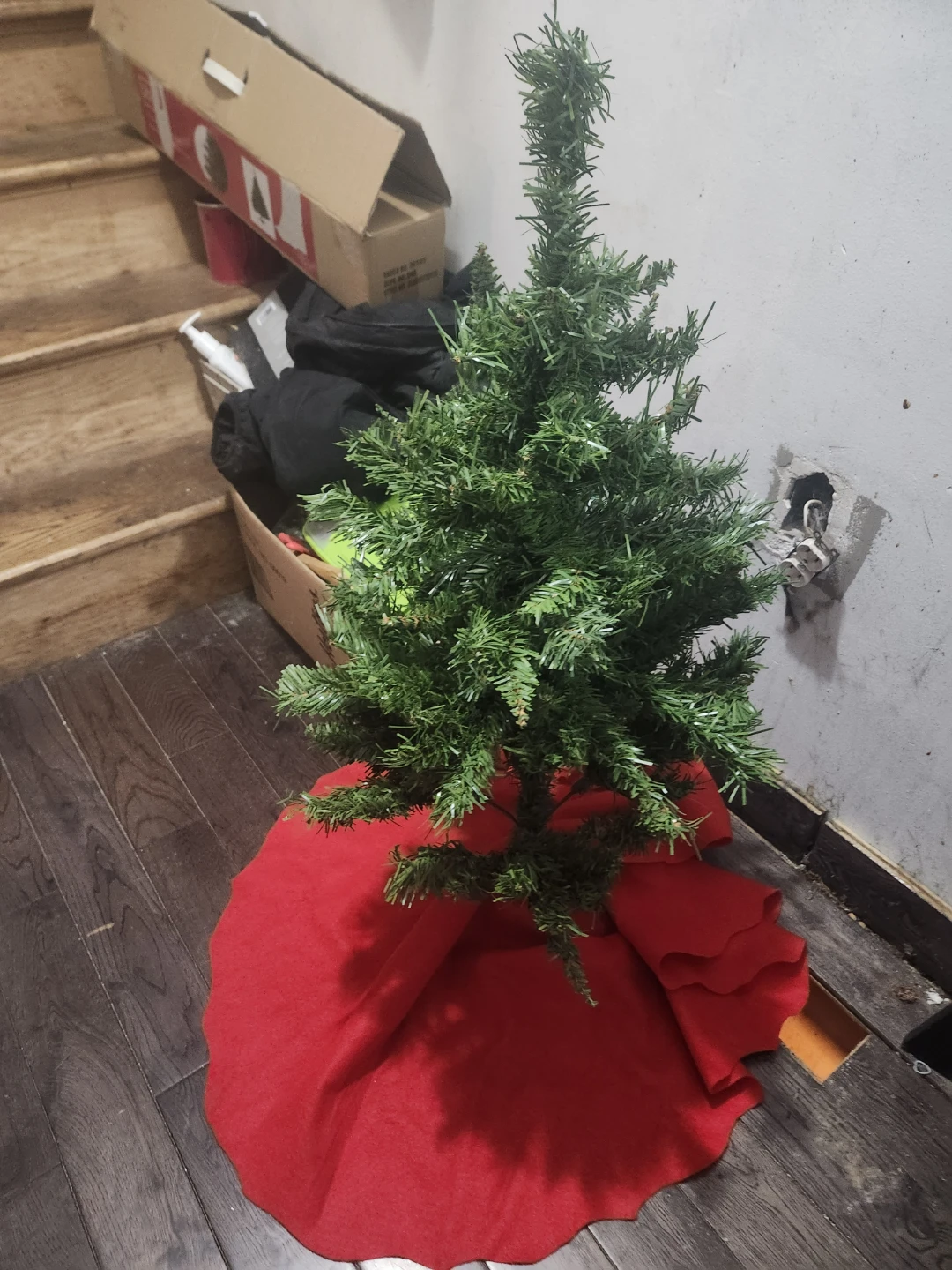 Small Artificial Christmas Tree with Red Skirt - photo 2