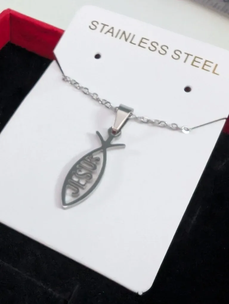 Stainless Steel Jesus Fish Necklace