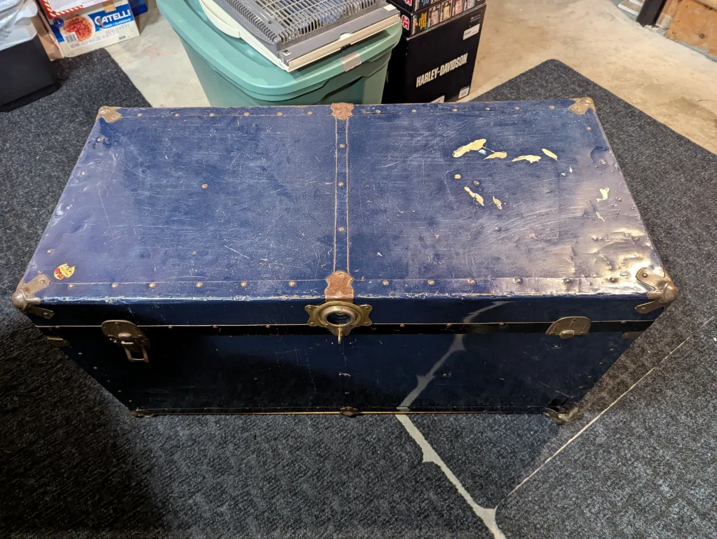 Vintage Blue Steamer Trunk