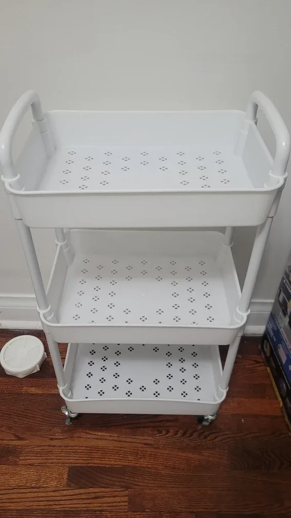 White 3-Tier Rolling Cart