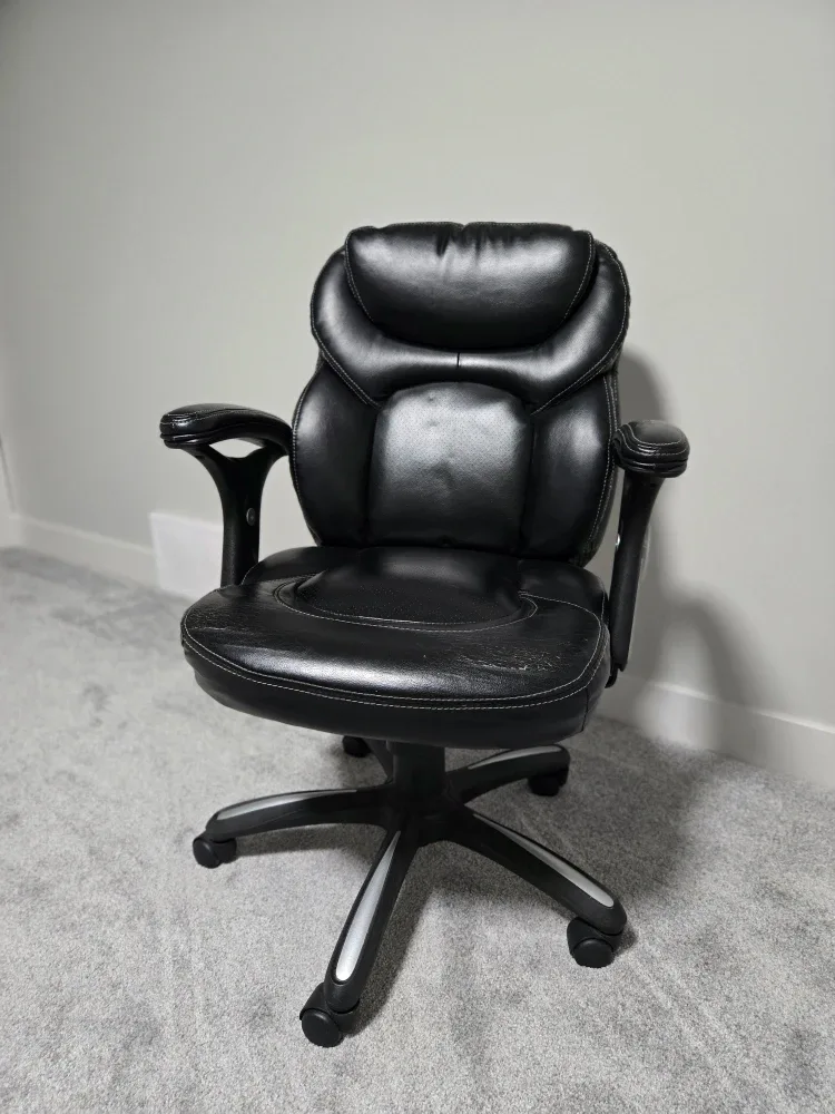 Black Leather Office Chair - Some Wear