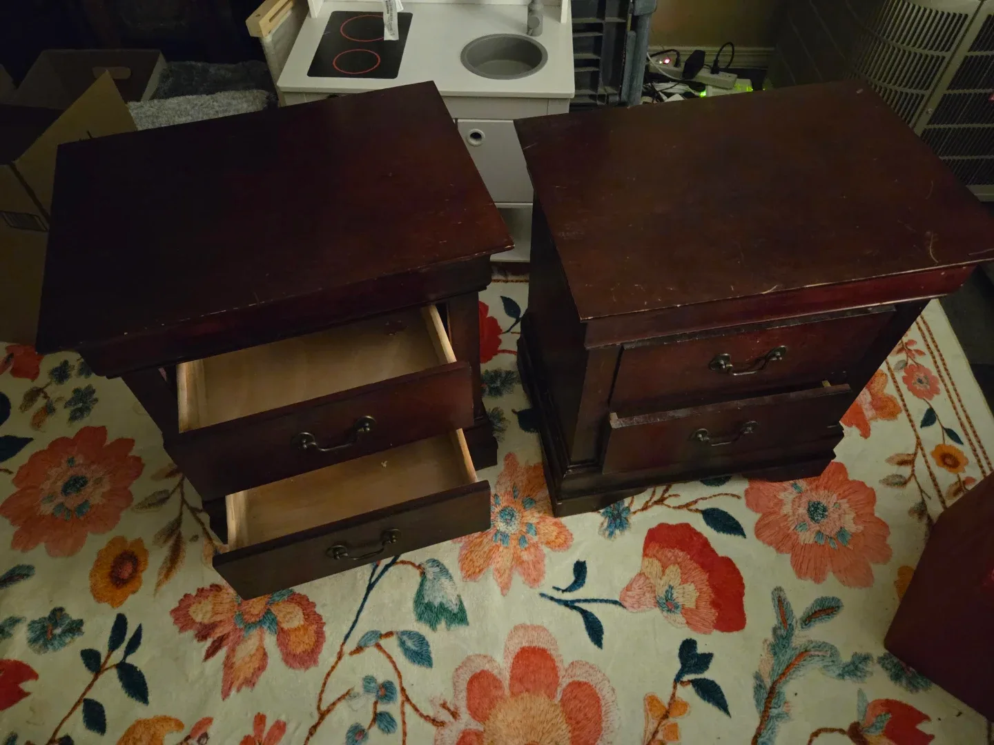 Pair of Dark Wood Nightstands