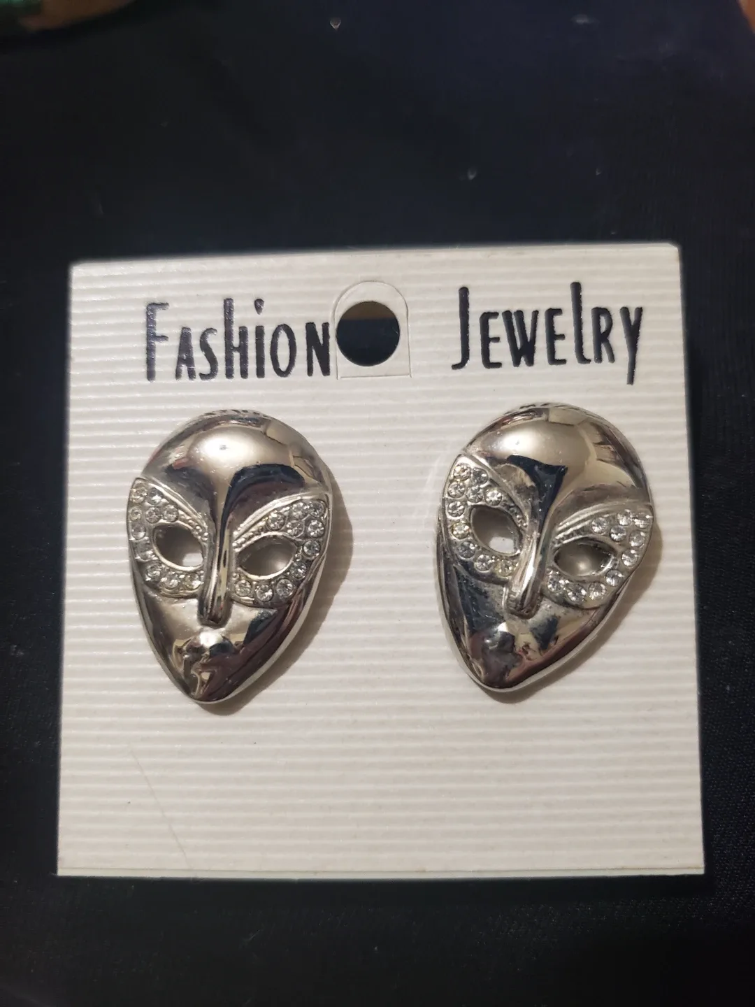 Fashion Jewelry Silver Mask Earrings