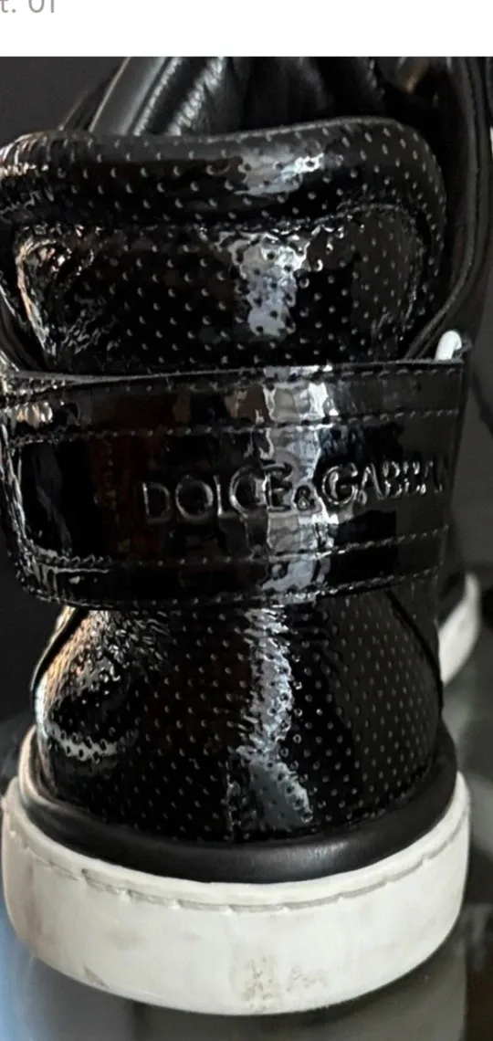 Dolce & Gabbana Black Patent Leather High-Top Sneakers image indicator(6)