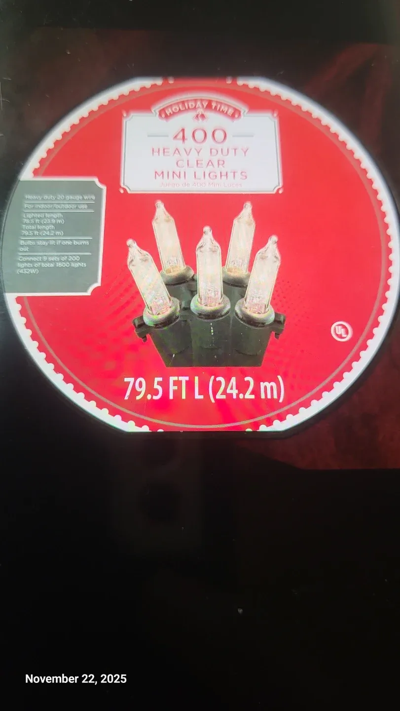 Holiday Time 400 Heavy Duty Clear Mini Lights - NEW image indicator(3)