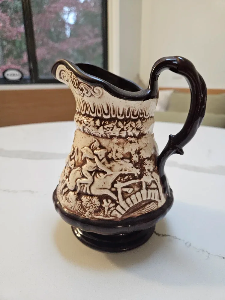 Vintage Handmade Ceramic Pitcher Cottagecore Christmas