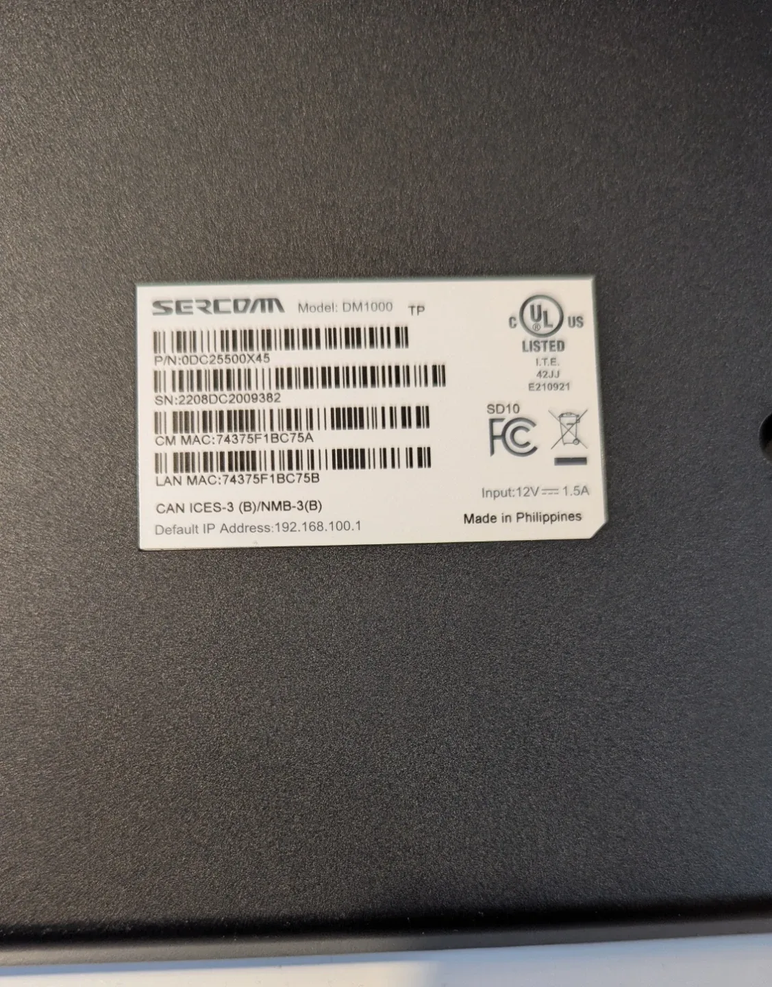 Sercom DM1000 TP Modem image indicator(4)