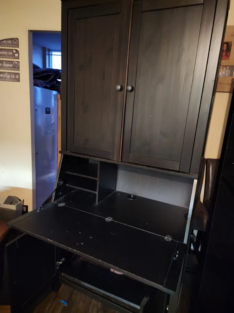 IKEA Hemnes Secretary with Hutch - Black/Brown image indicator(3)