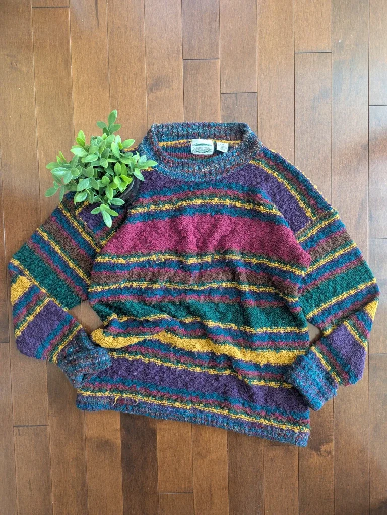 COLORFUL STRIPE KNIT VINTAGE SWEATER