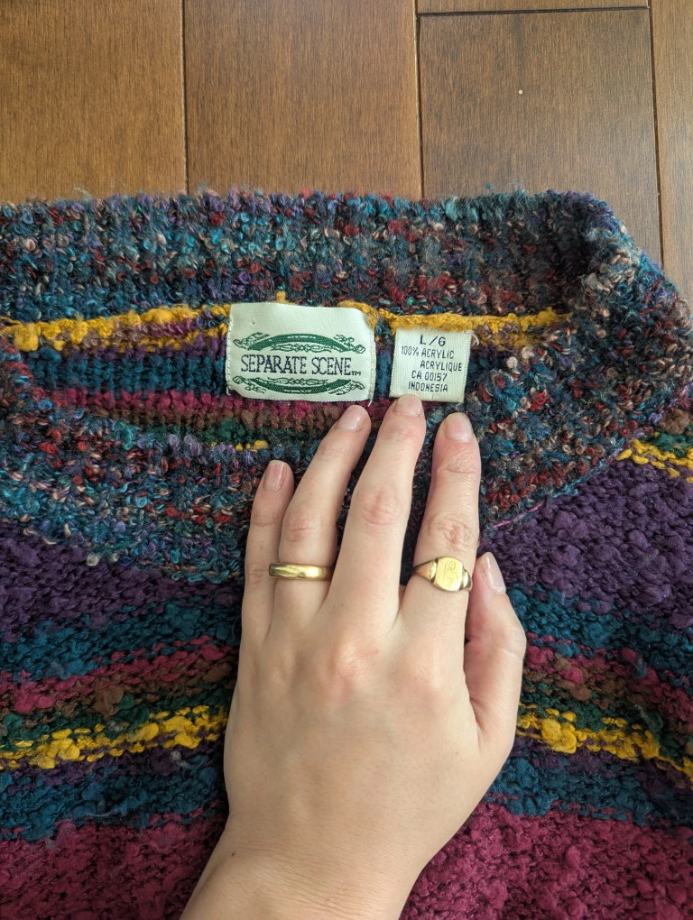 COLORFUL STRIPE KNIT VINTAGE SWEATER - photo 2