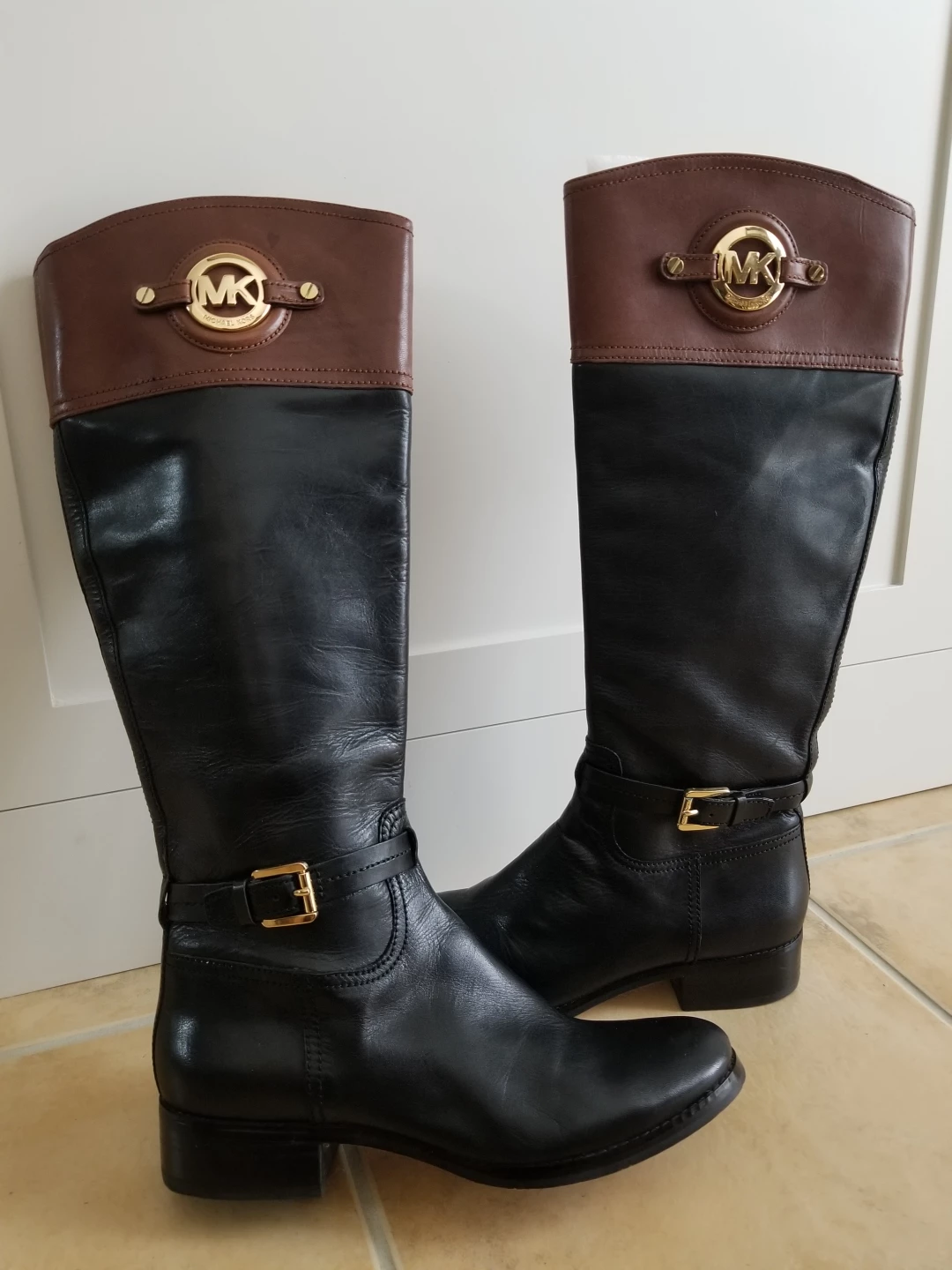 Michael Kors Black Leather Riding Boots