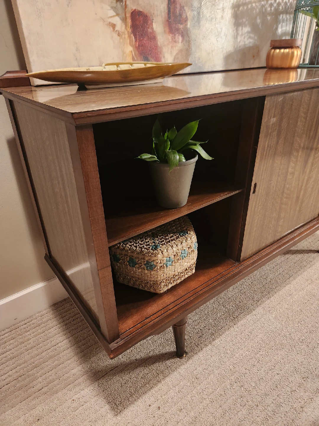 mid Century display Console Table with hidden storage - photo 3