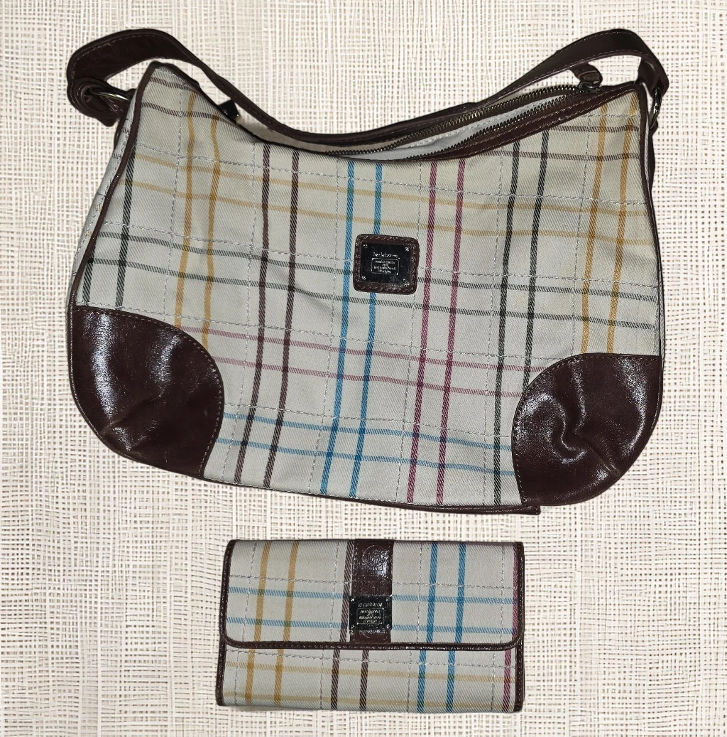 Liz Claiborne Plaid Purse & Wallet Set
