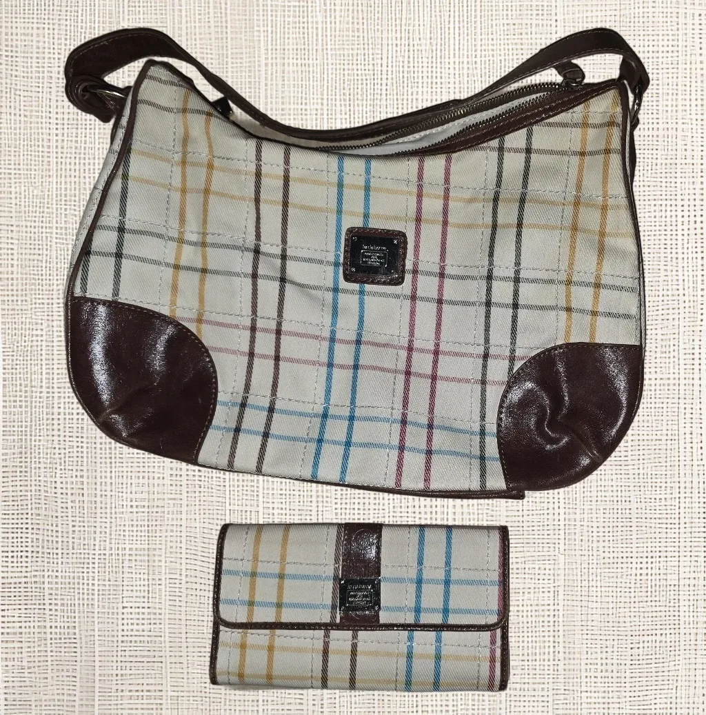 Liz Claiborne Plaid Purse & Wallet Set