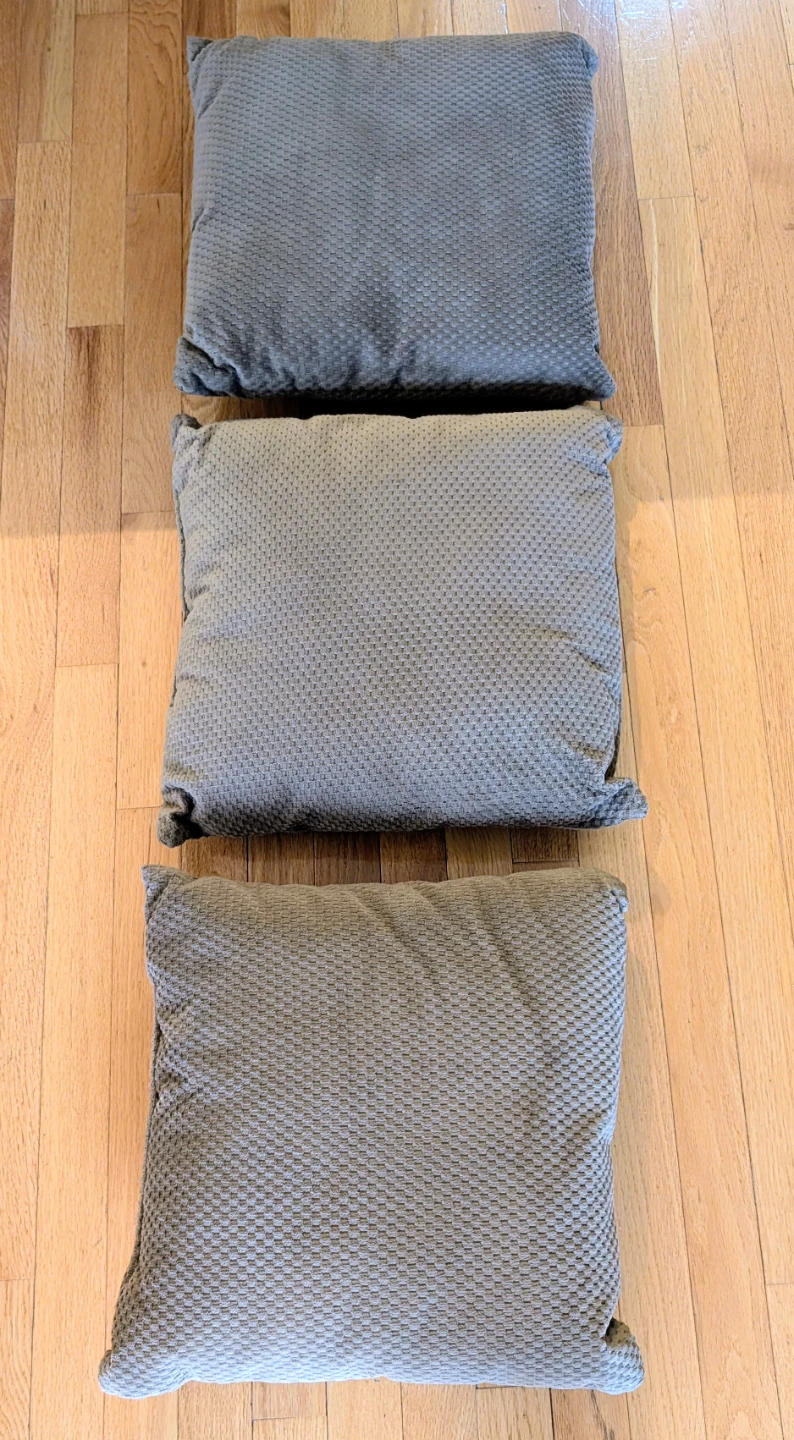 3 Brown Quilted Throw Pillows