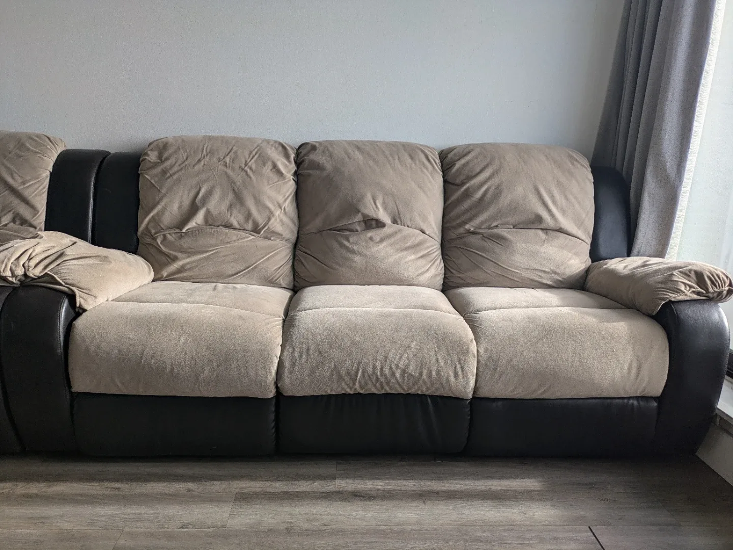 Beige & Brown Reclining Sofa image indicator(3)