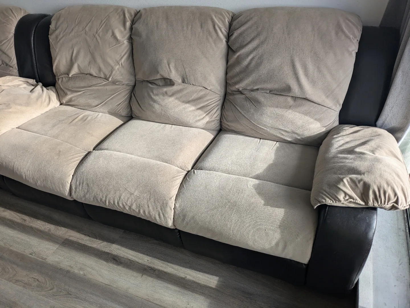 Beige & Brown Reclining Sofa image indicator(4)