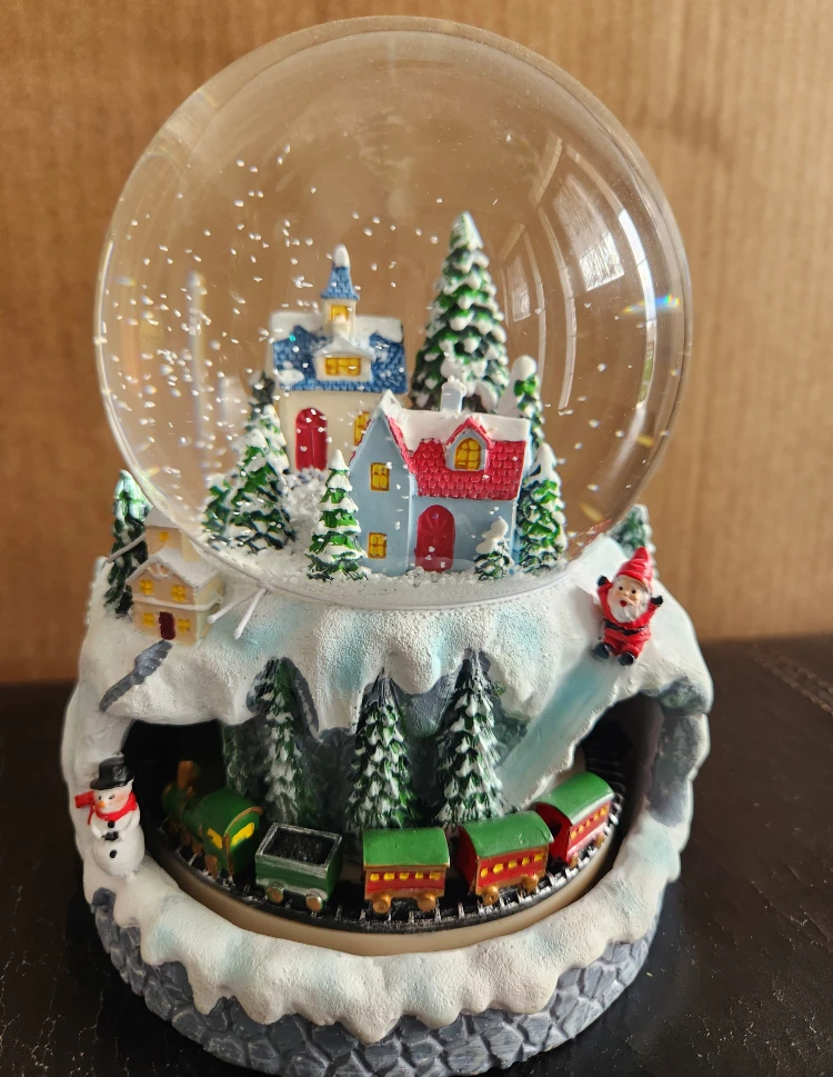 Christmas Winter Village Snow Globe with Moving Train - photo 2