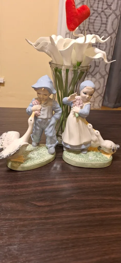 Vintage Ceramic Figurine Boy with Geese