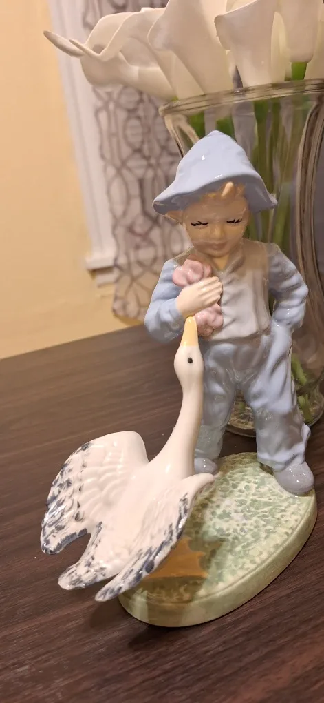 Vintage Ceramic Figurine Boy with Geese image indicator(6)