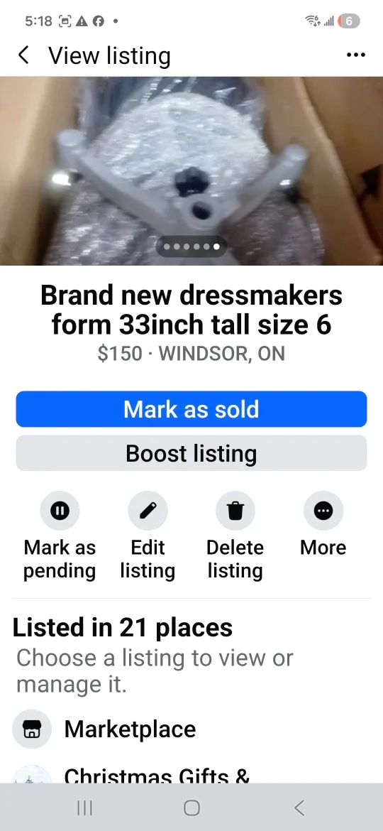 Brand New Dressmakers Form - 33 inch Tall, Size 6