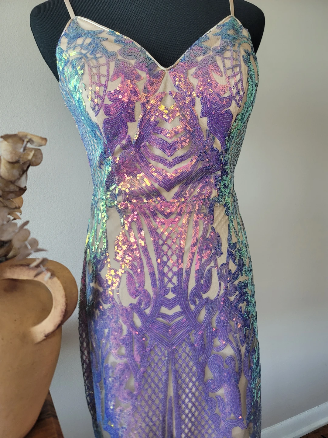 City Studio Strapless Iridescent Sequin Dress Sz 5 - photo 2
