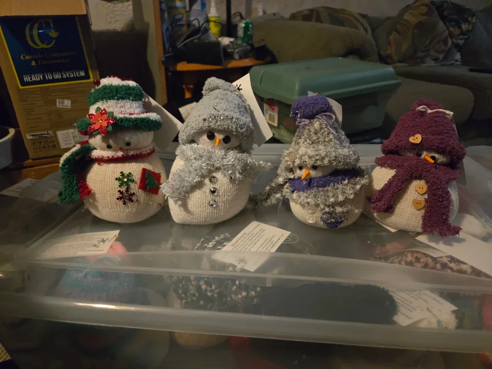 Handmade Snowman Sock Ornaments