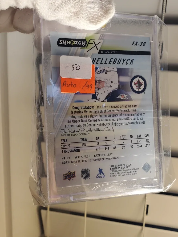 Connor Hellybuyck Autographed Card /99 image indicator(2)