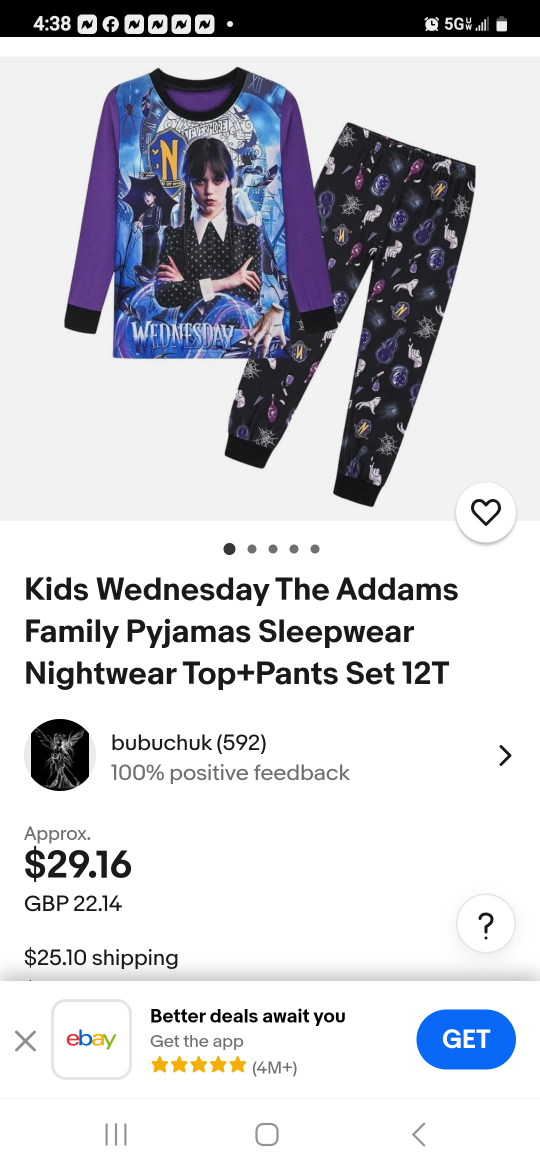 Wednesday Addams Family Pajamas, Size 12T - photo 4