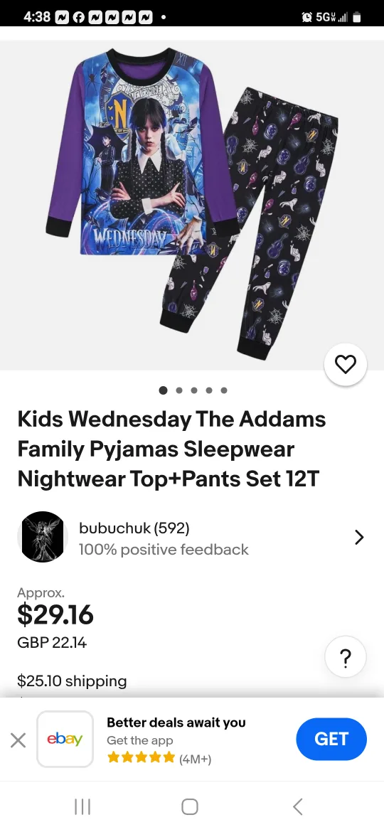 Wednesday Addams Family Pajamas, Size 12T image indicator(4)