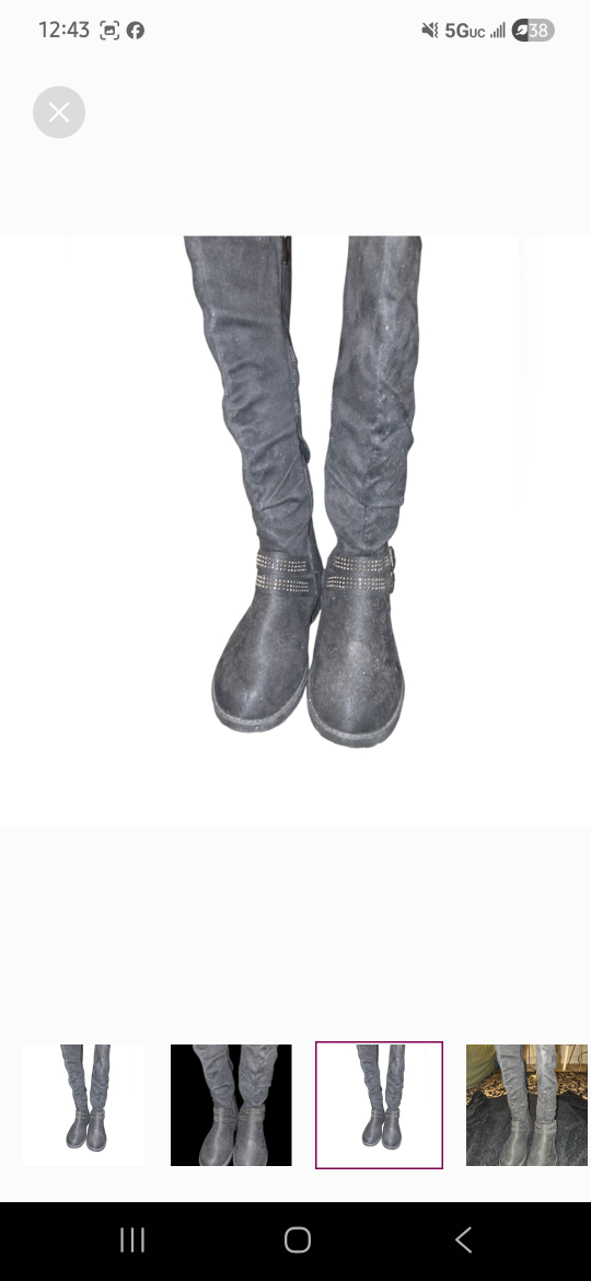 Black suade style long flat boots - photo 4