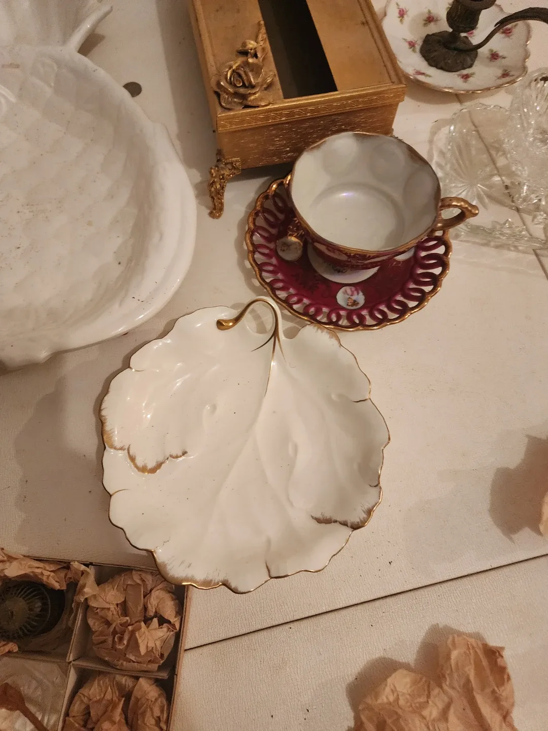 Vintage Gold Tissue Box Cover and other home pieces image indicator(9)