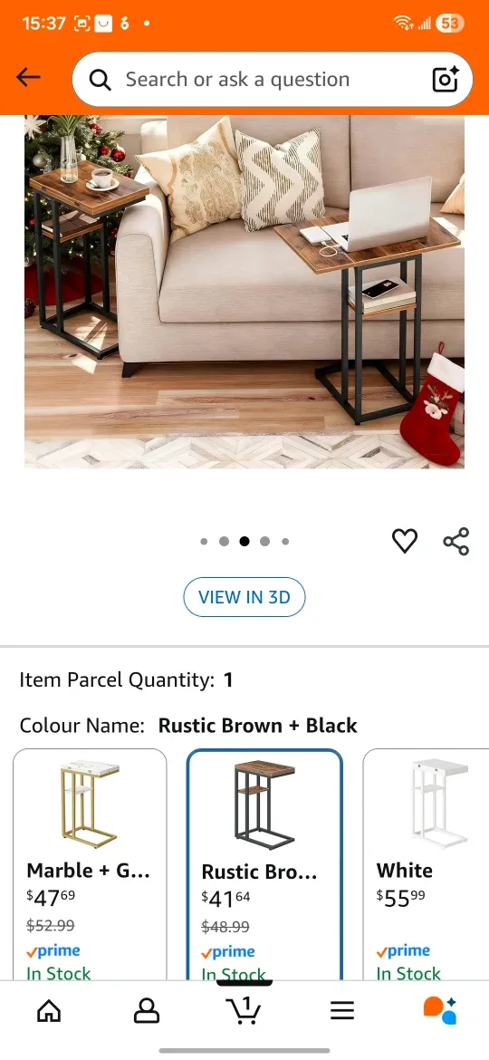 HOOBRO Foldable End Table - Rustic Brown & Black image indicator(4)