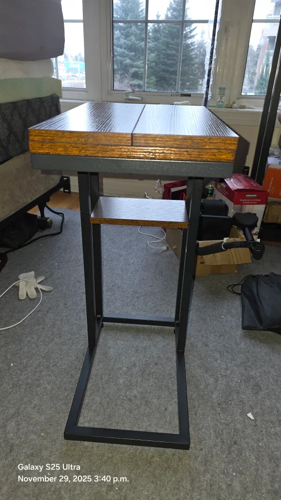 HOOBRO Foldable End Table - Rustic Brown & Black image indicator(7)