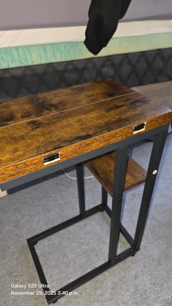 HOOBRO Foldable End Table - Rustic Brown & Black image indicator(8)