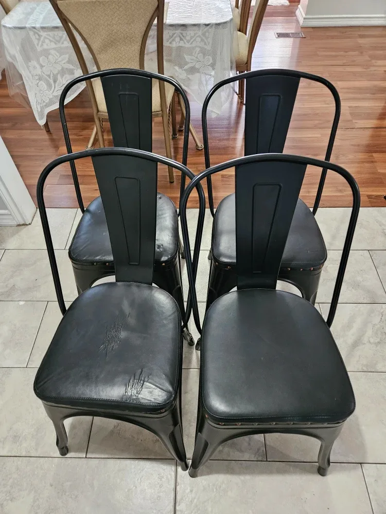 Set of 4 Black Metal Dining Chairs